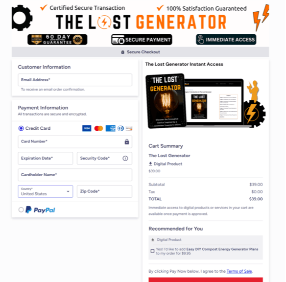 The Lost Generator Checkout Page